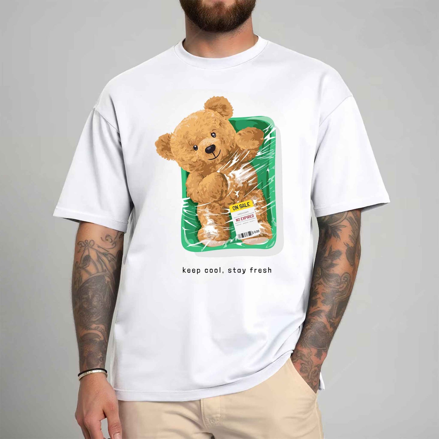 Tricou barbat din bumbac 100% cu Ursuleti STAY FRESH