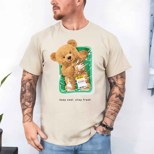 Tricou barbat din bumbac 100% cu Ursuleti STAY FRESH