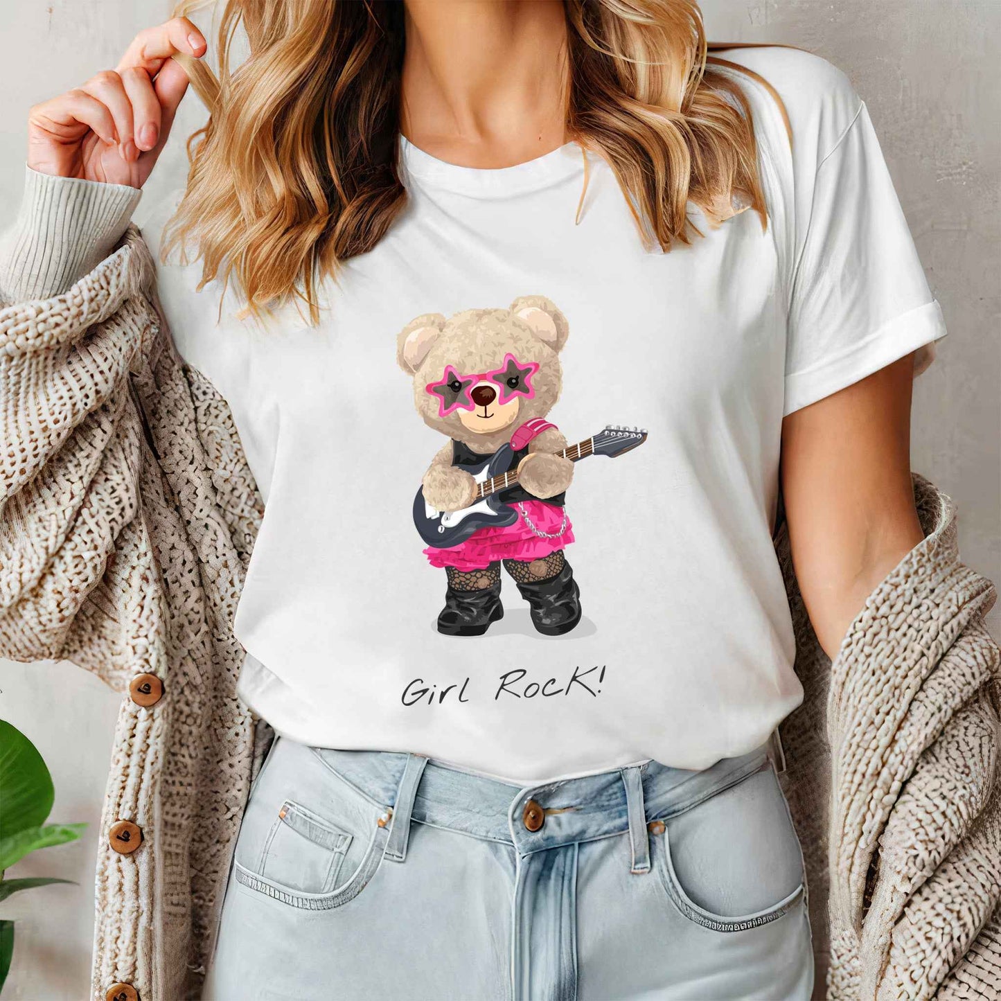 Tricou dama din bumbac 100% Cu Ursuleti GIRL ROCK