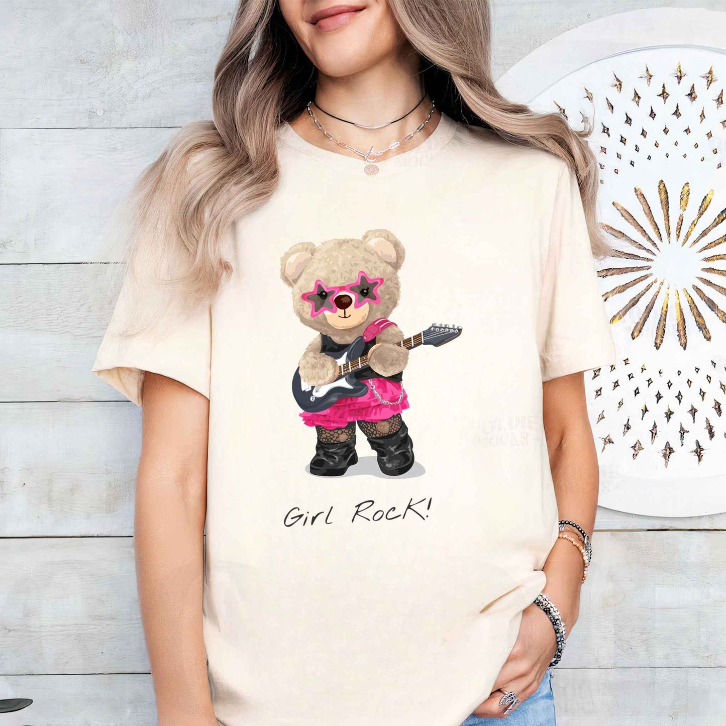Tricou dama din bumbac 100% Cu Ursuleti GIRL ROCK