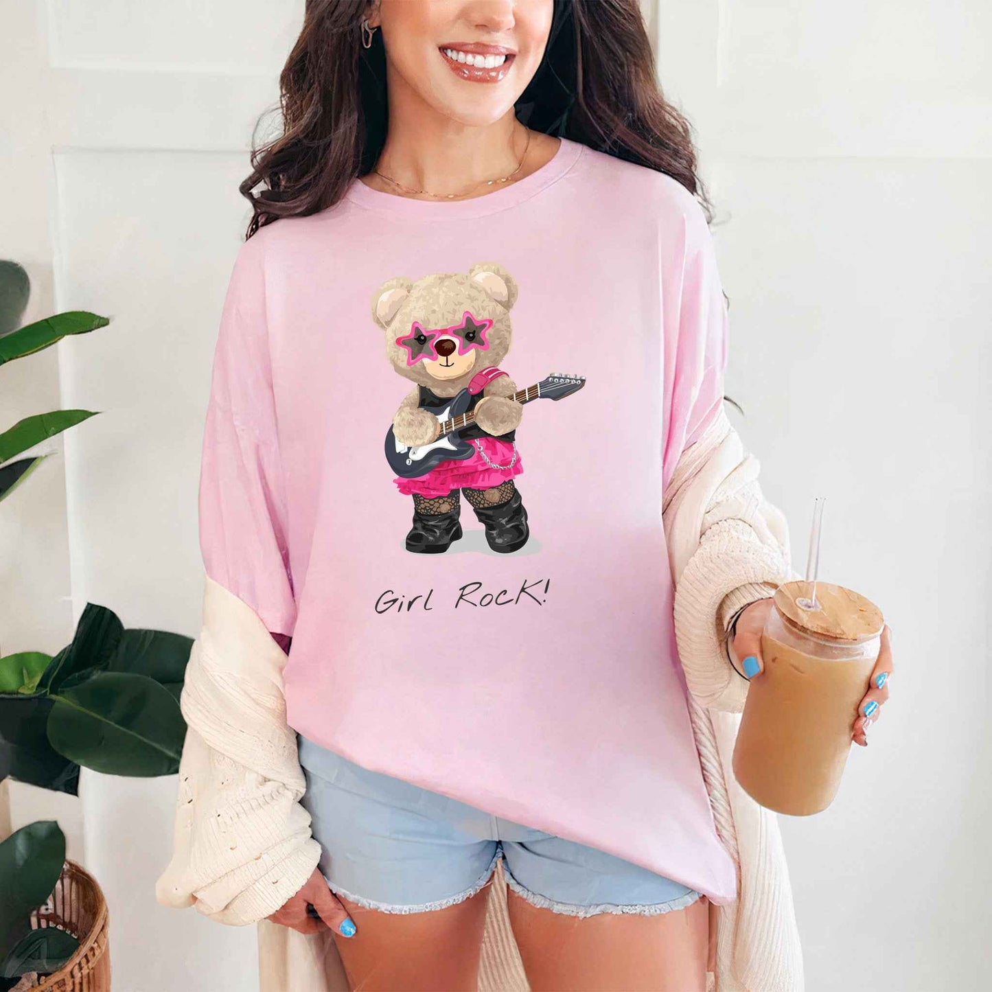Tricou dama din bumbac 100% Cu Ursuleti GIRL ROCK