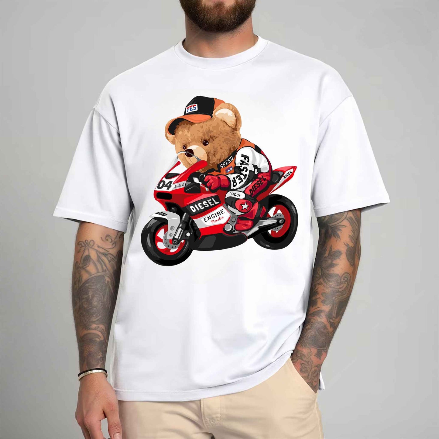 Tricou barbat din bumbac 100% cu Ursuleti MOTORIDER