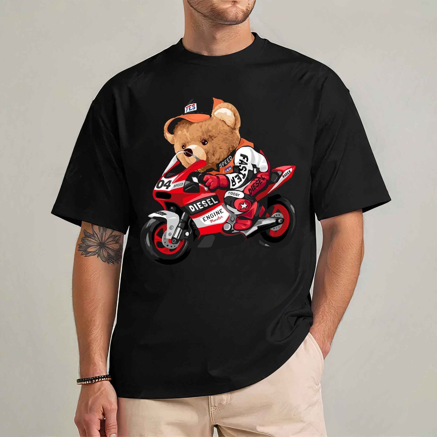 Tricou barbat din bumbac 100% cu Ursuleti MOTORIDER