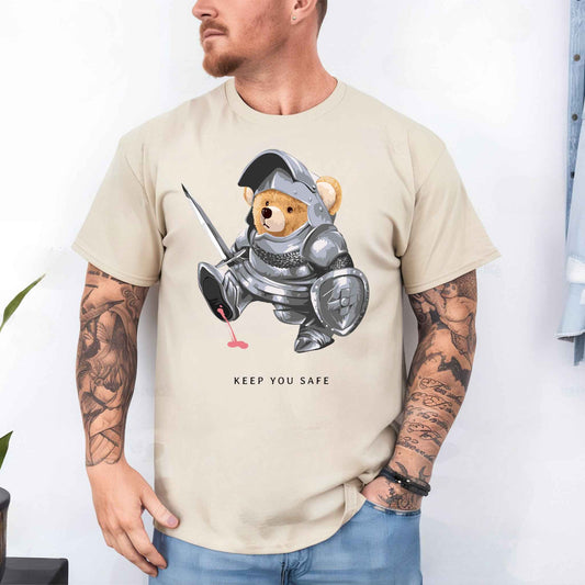 Tricou barbat din bumbac 100% cu Ursuleti KEEP SAFE