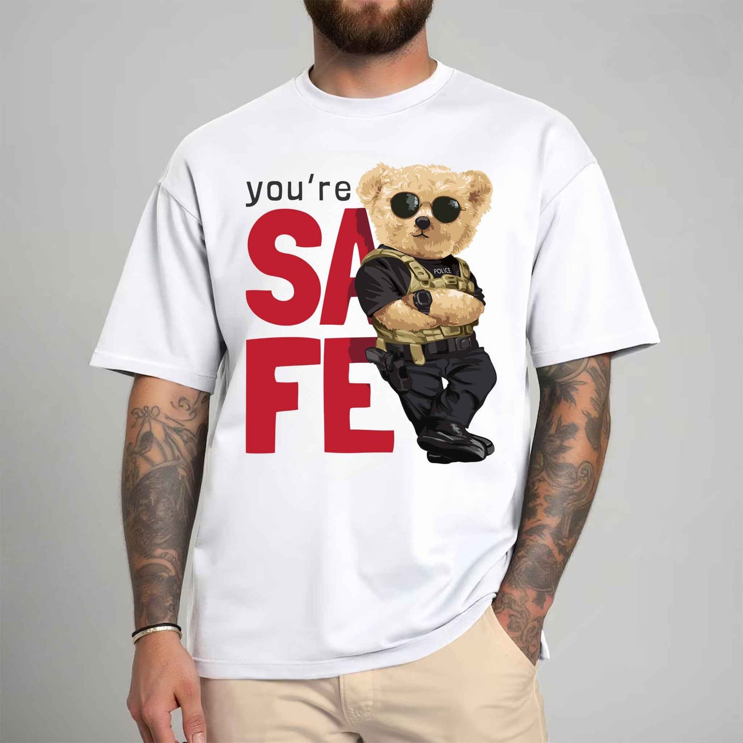 Tricou barbat din bumbac 100% cu Ursuleti SAFE