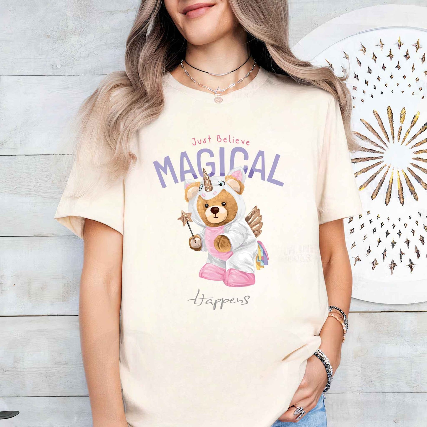 Tricou dama din bumbac 100% Cu Ursuleti MAGICAL