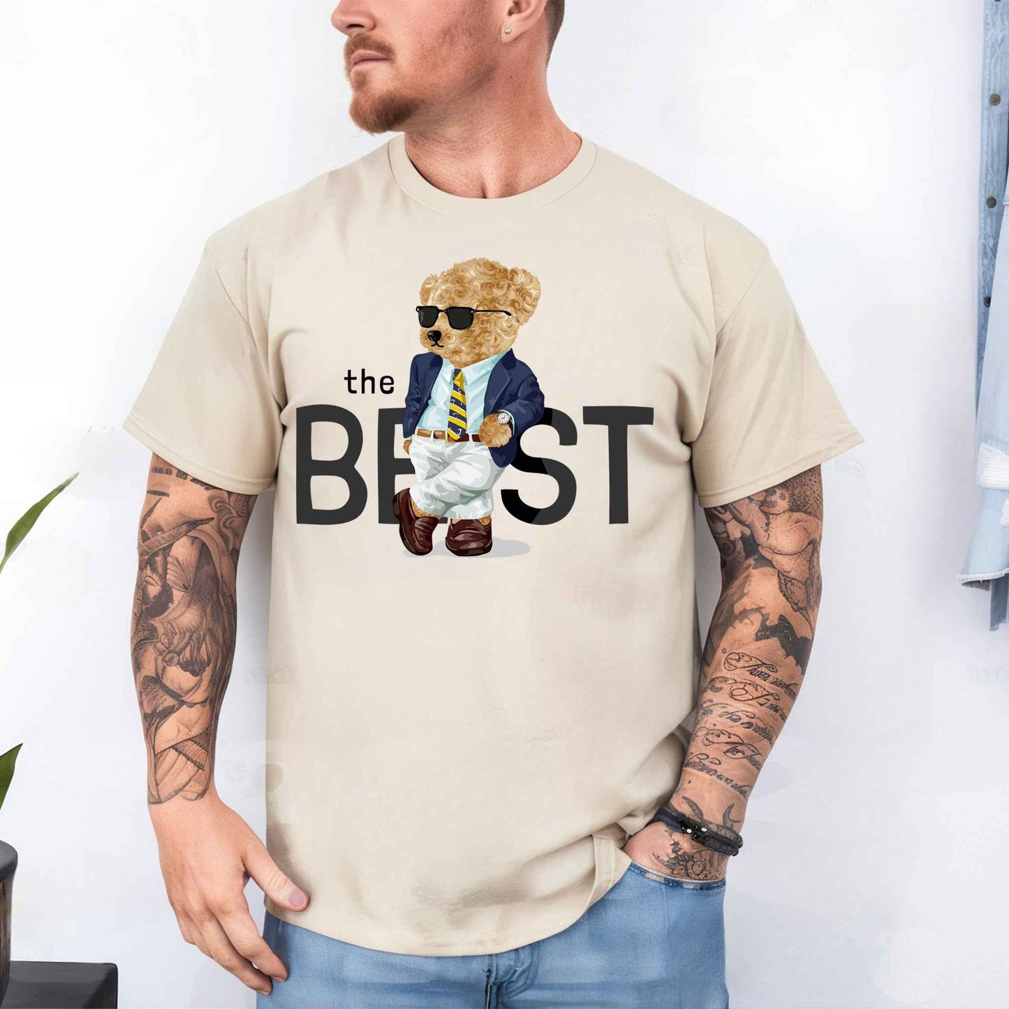 Tricou barbat din bumbac 100% cu Ursuleti THE BEST