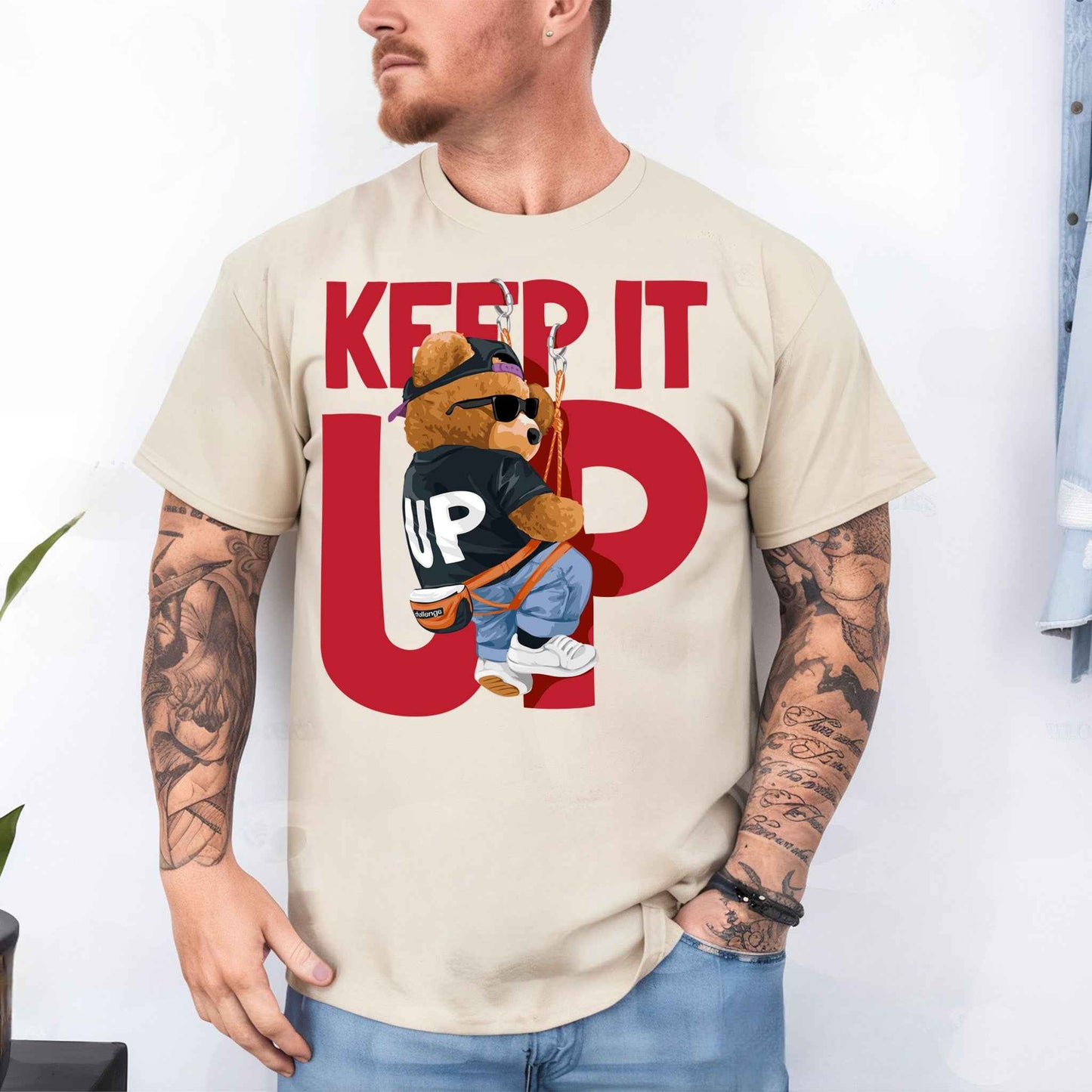 Tricou barbat din bumbac 100% cu Ursuleti KEEP IT UP