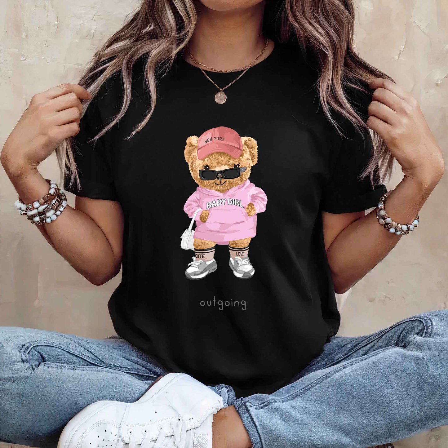Tricou dama din bumbac 100% Cu Ursuleti BABY GIRL
