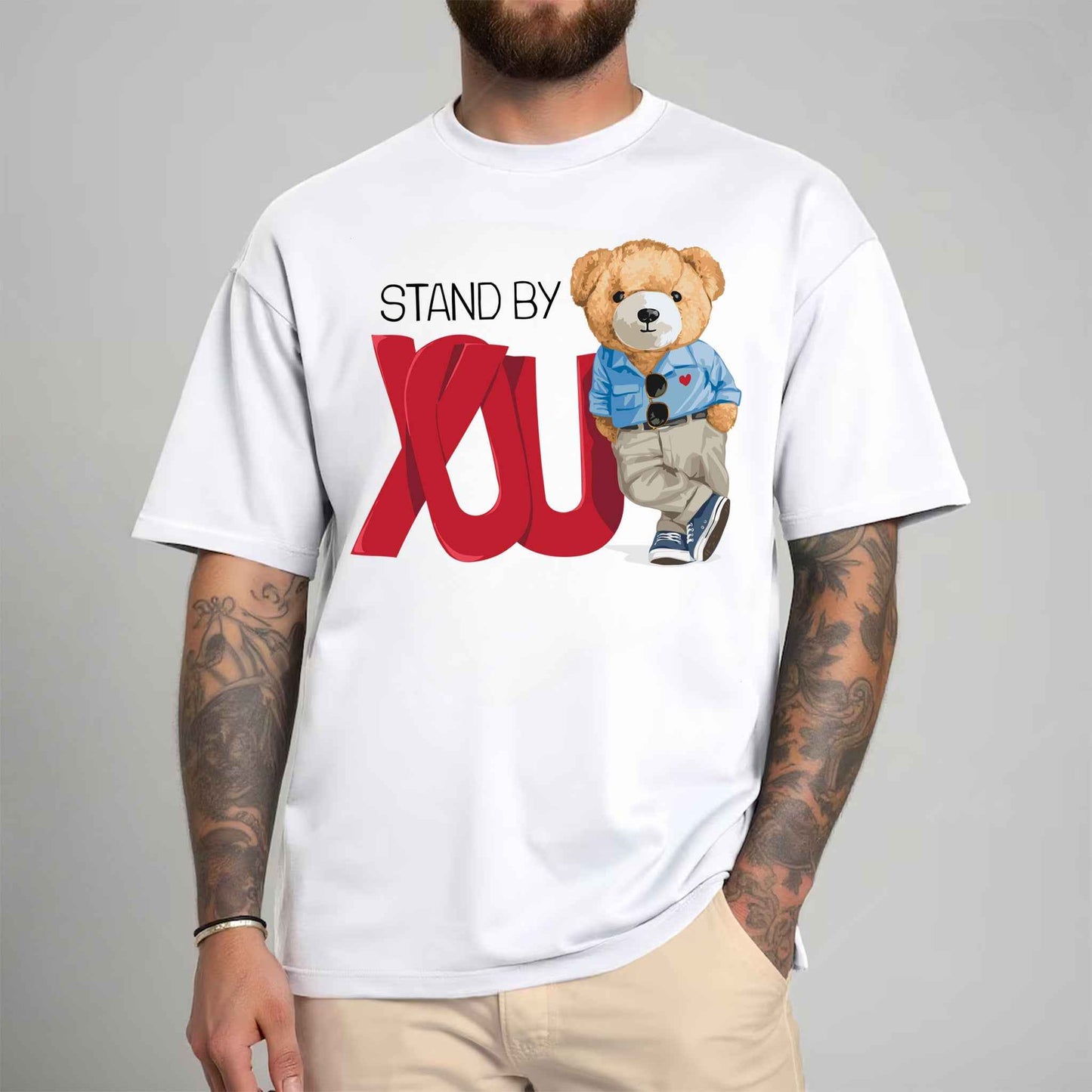 Tricou barbat din bumbac 100% cu Ursuleti STAND BY YOU