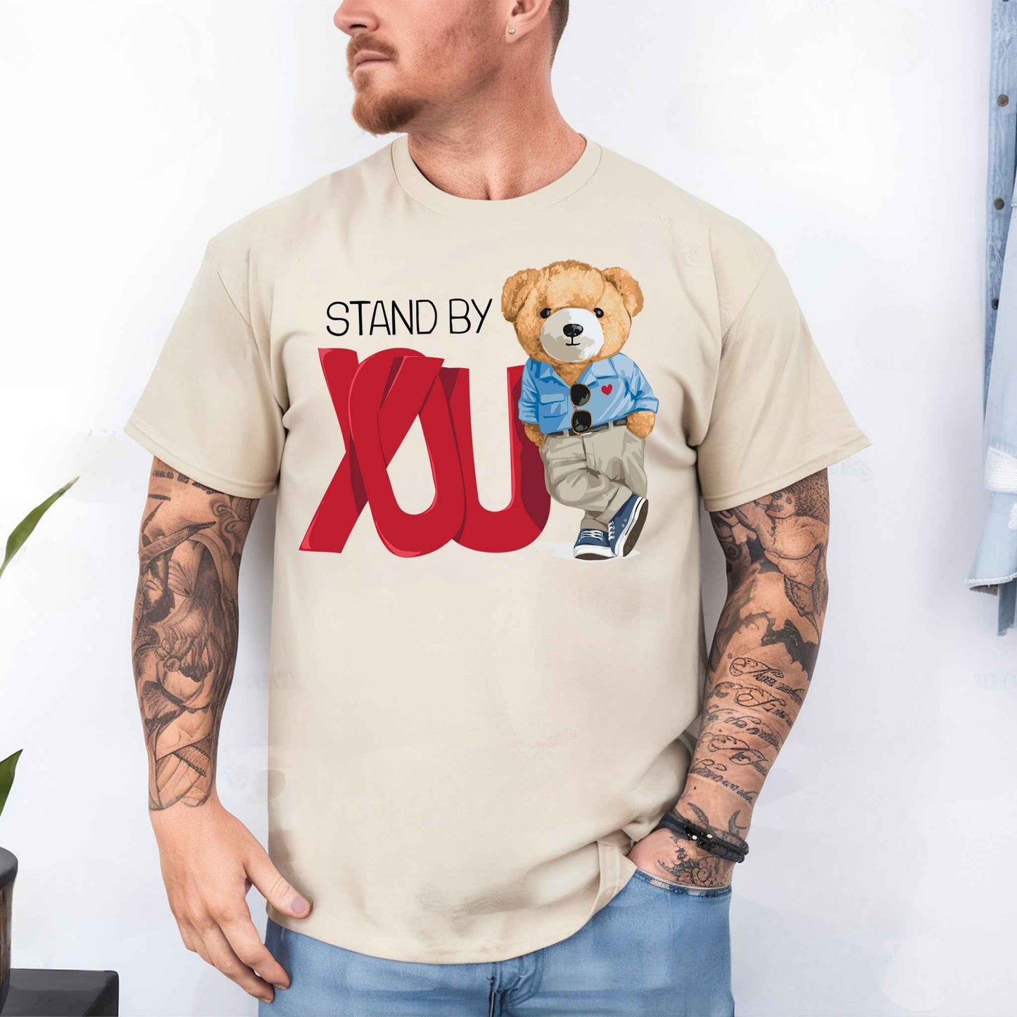 Tricou barbat din bumbac 100% cu Ursuleti STAND BY YOU