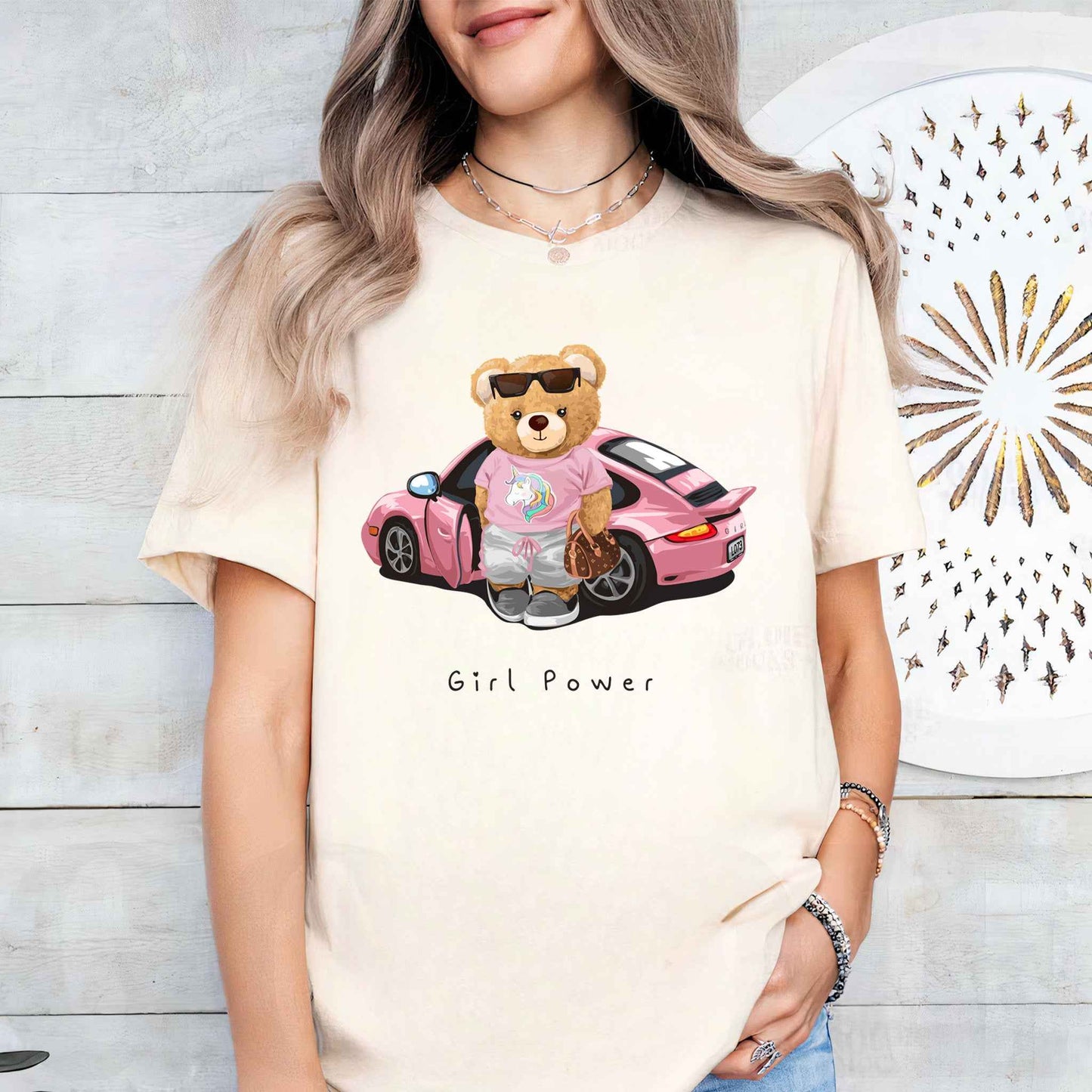 Tricou dama din bumbac 100% Cu Ursuleti GIRL POWER