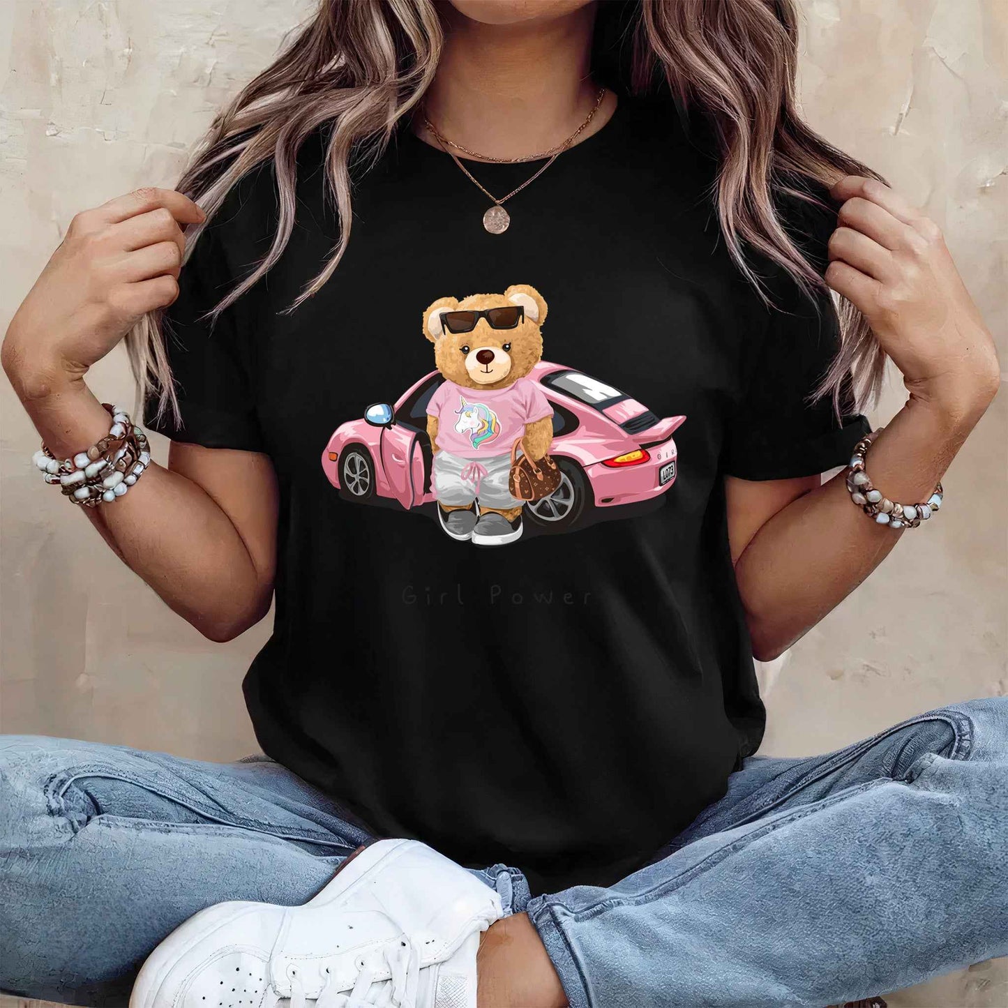 Tricou dama din bumbac 100% Cu Ursuleti GIRL POWER