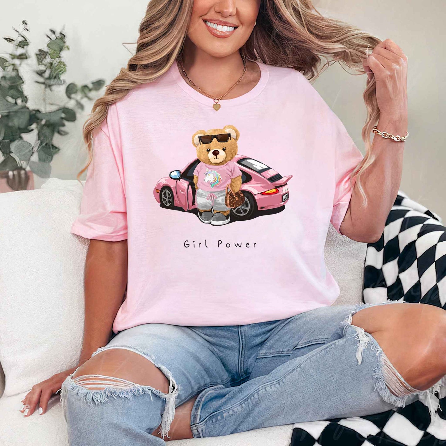 Tricou dama din bumbac 100% Cu Ursuleti GIRL POWER