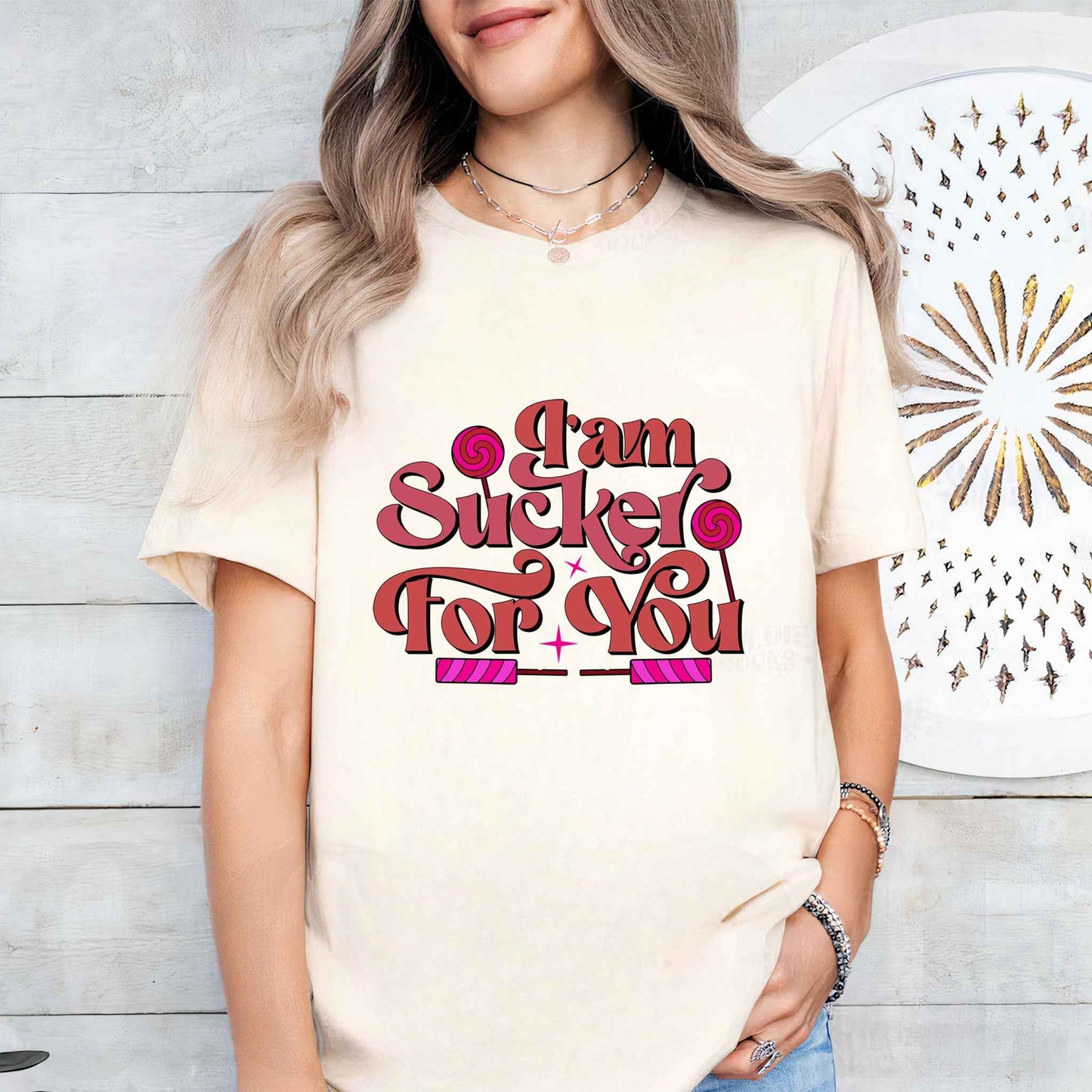 Tricou dama din bumbac 100% cu mesaje si citate vibrante SUCKER FOR YOU