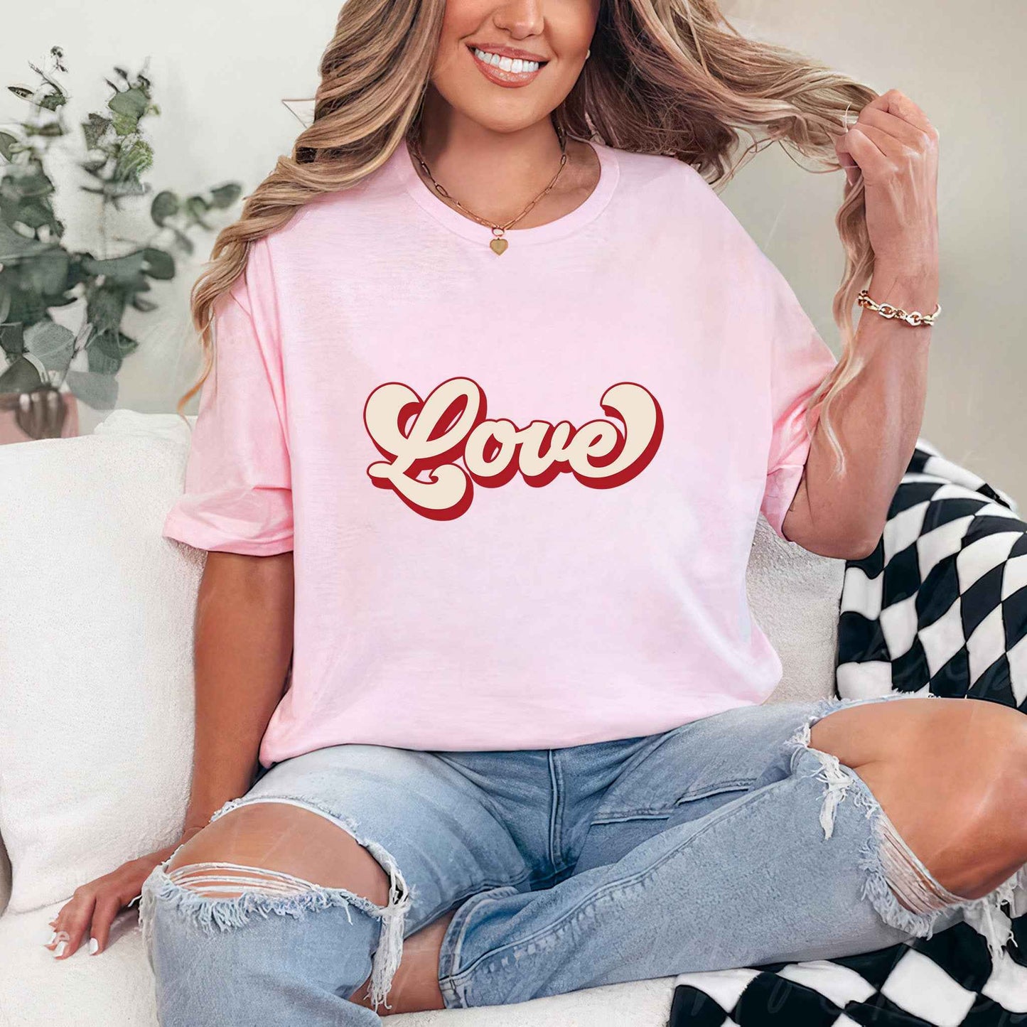 Tricou dama din bumbac 100% Vibrant LOVE
