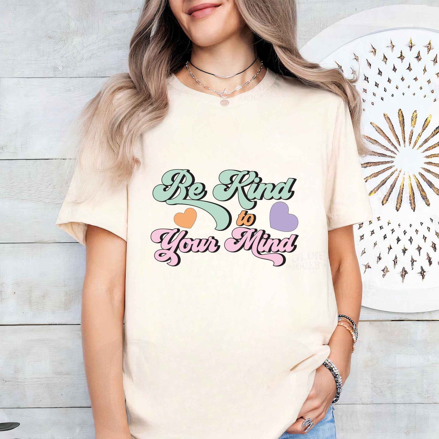 Tricou dama din bumbac 100% cu mesaje si citate BE KIND TO YOUR MIND