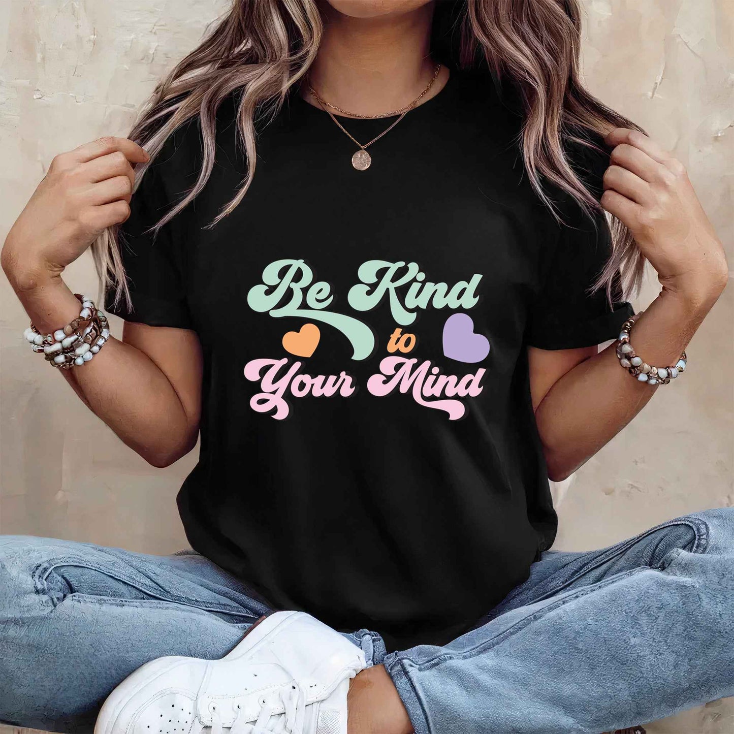 Tricou dama din bumbac 100% cu mesaje si citate BE KIND TO YOUR MIND
