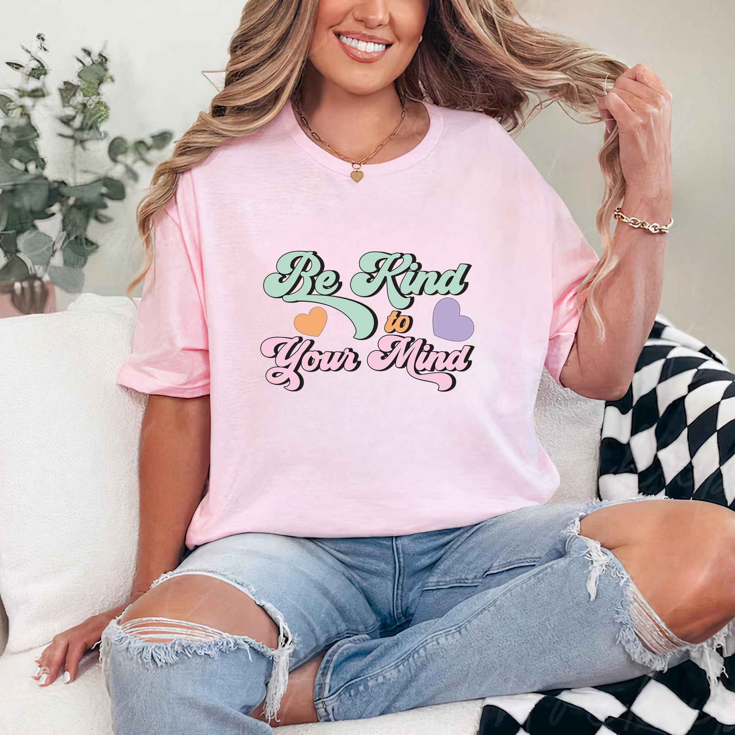 Tricou dama din bumbac 100% cu mesaje si citate BE KIND TO YOUR MIND