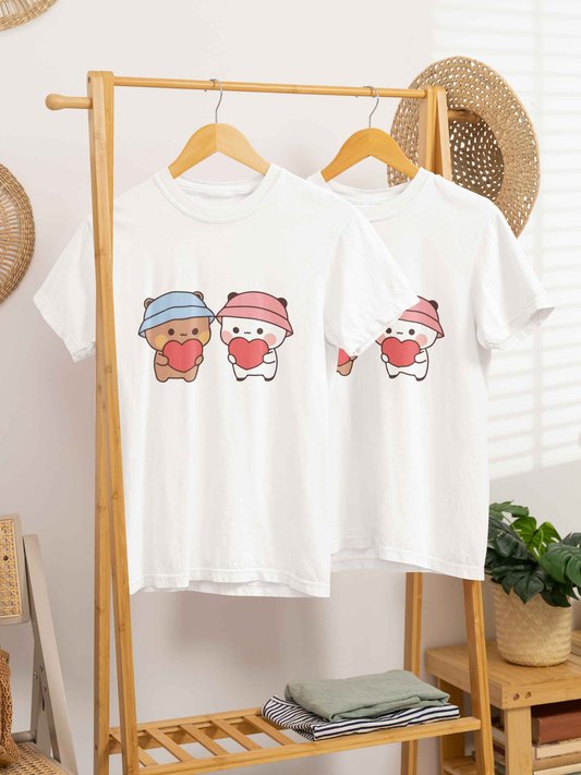 Tricouri de Cuplu Oversized din bumbac 100% BUBU AND DUDU HEARTS