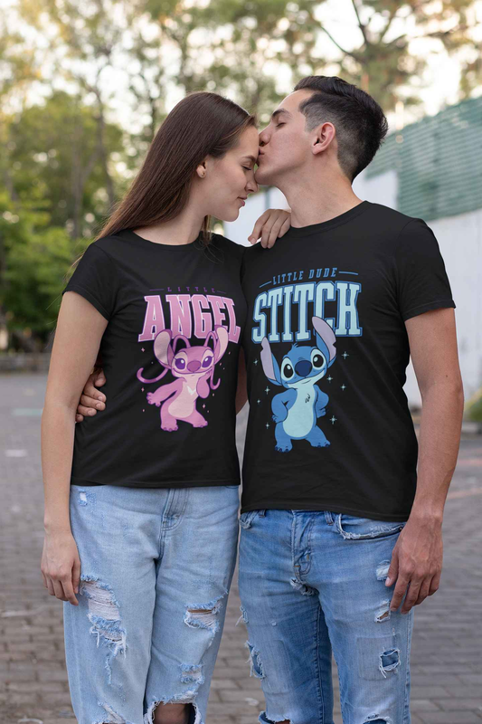 Tricouri de Cuplu Oversized din bumbac 100% STITCH AND ANGEL