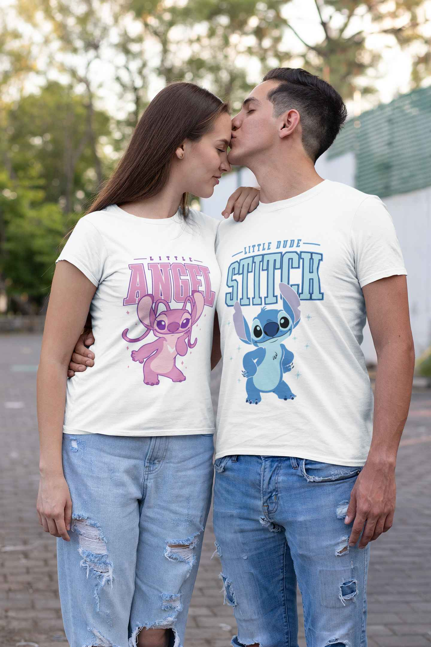 Tricouri de Cuplu Oversized din bumbac 100% STITCH AND ANGEL