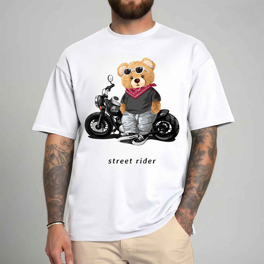 Tricou barbat din bumbac 100% cu Ursuleti STREET RIDER