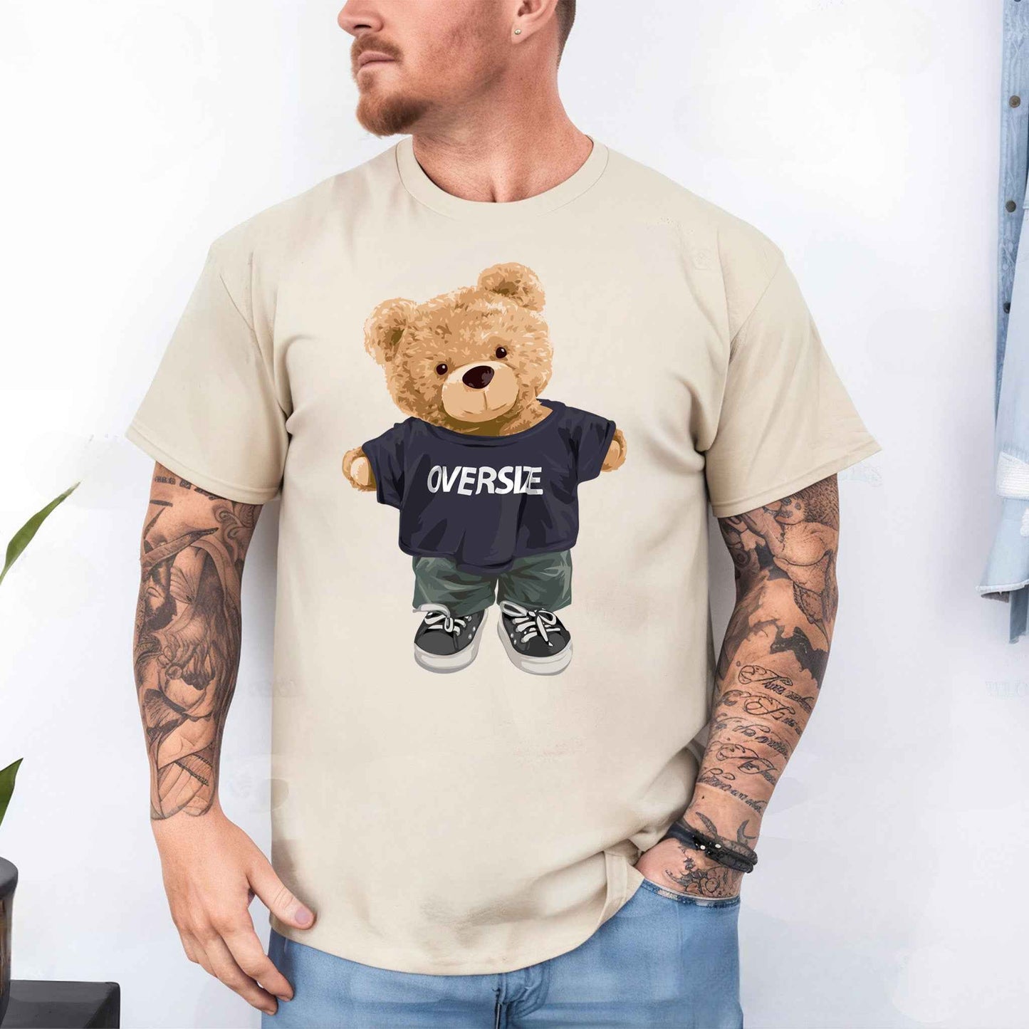Tricou barbat din bumbac 100% cu Ursuleti OVERSIZE