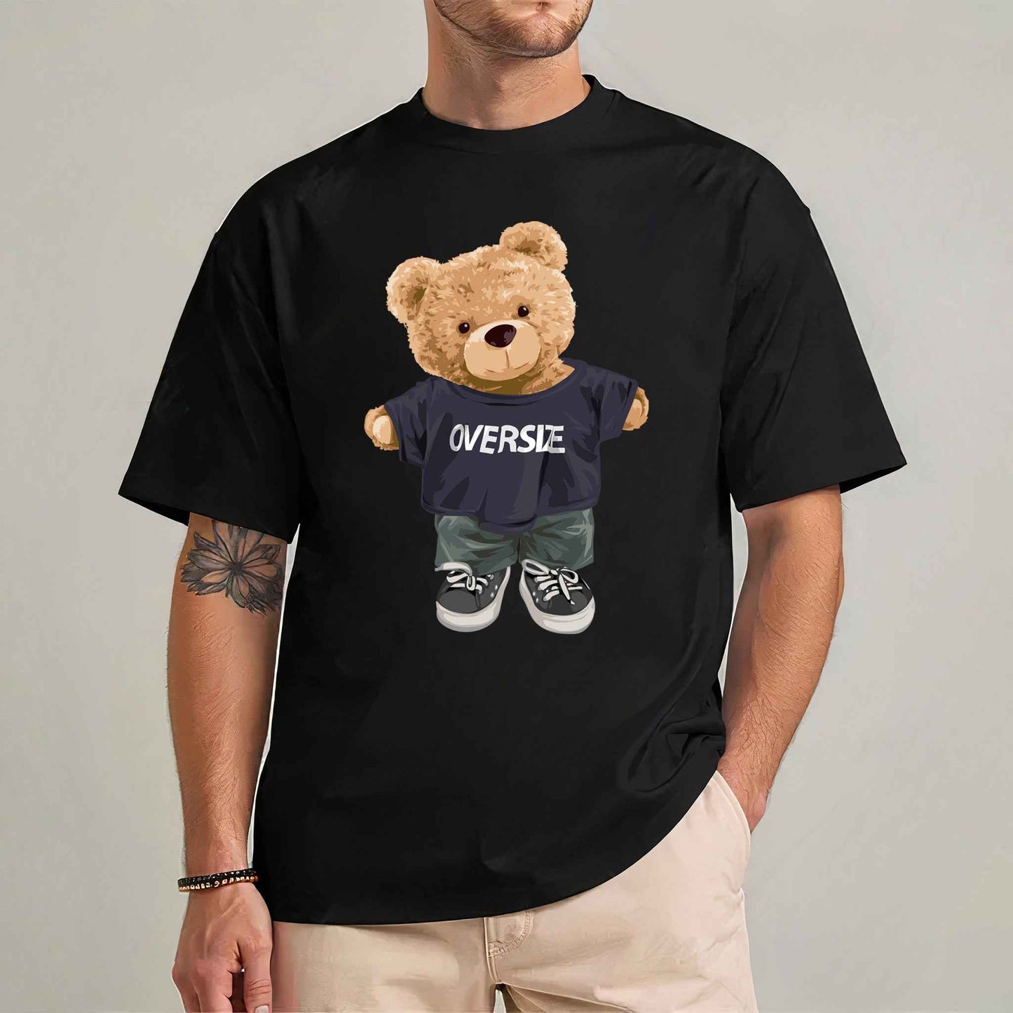 Tricou barbat din bumbac 100% cu Ursuleti OVERSIZE