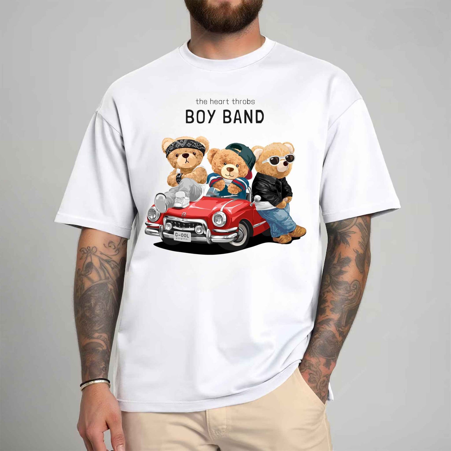 Tricou barbat din bumbac 100% cu Ursuleti BOY BAND