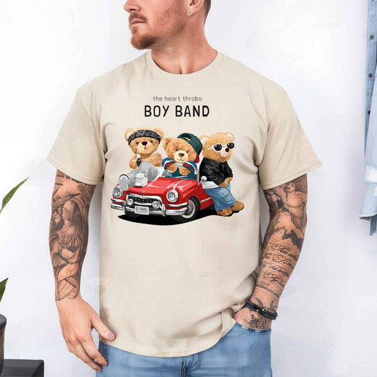 Tricou barbat din bumbac 100% cu Ursuleti BOY BAND