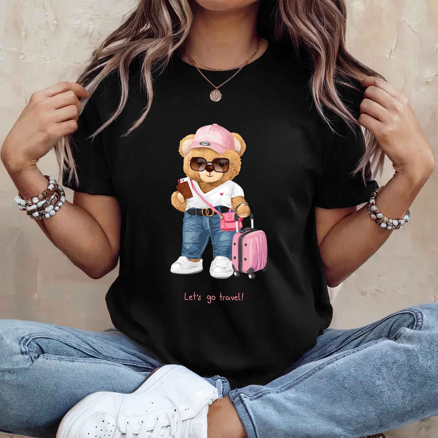 Tricou dama din bumbac 100% Cu Ursuleti GO TRAVEL