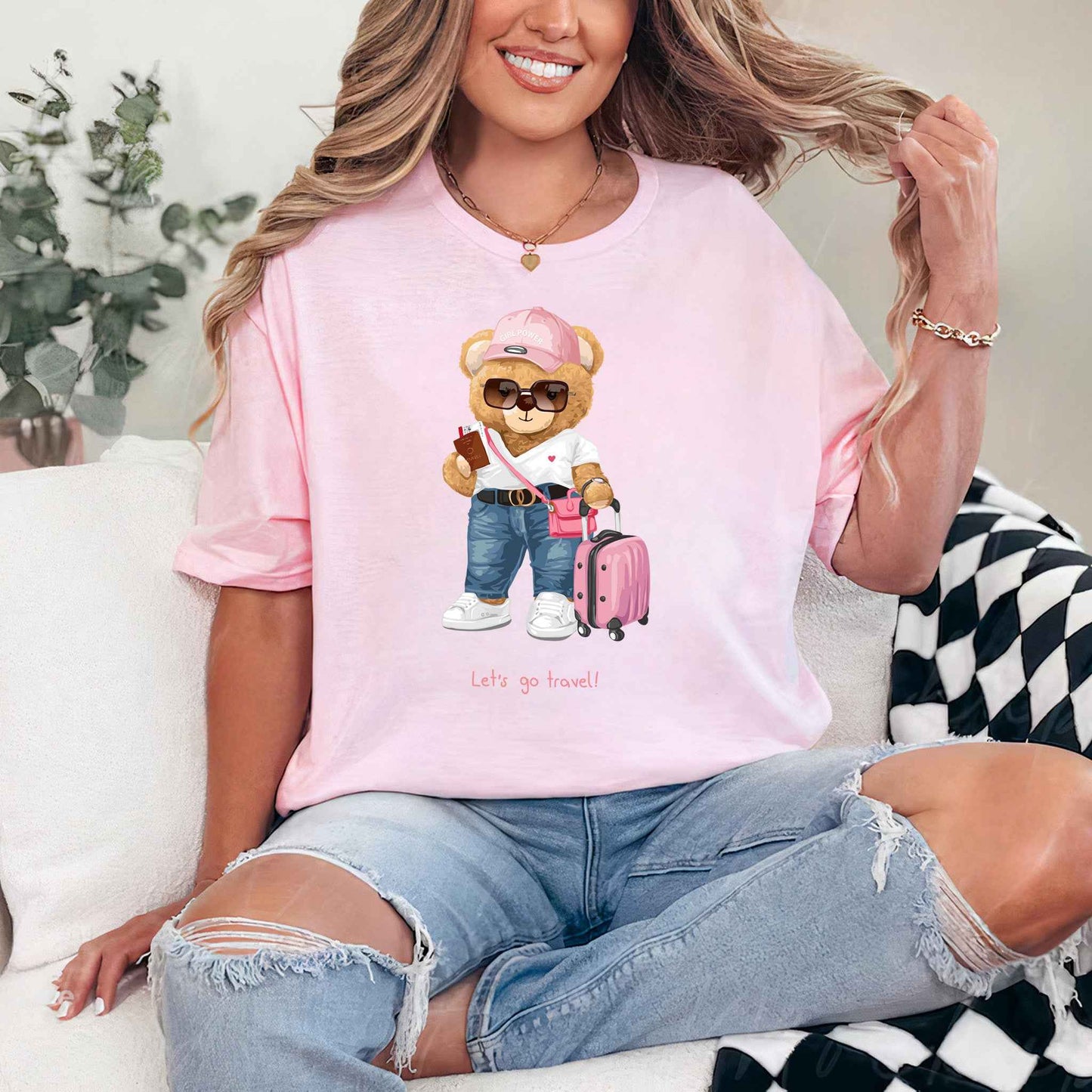 Tricou dama din bumbac 100% Cu Ursuleti GO TRAVEL
