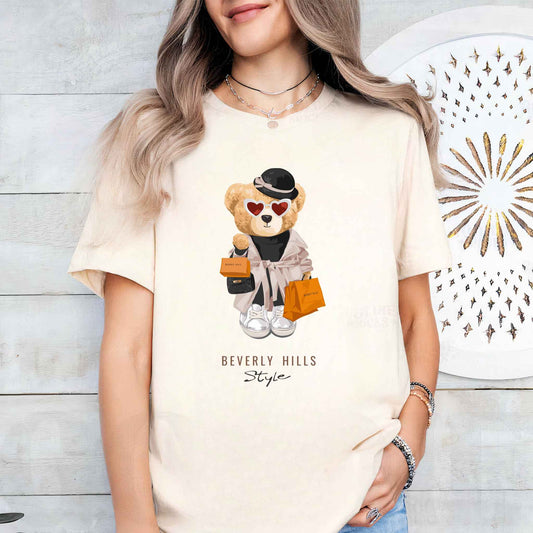 Tricou dama din bumbac 100% Cu Ursuleti BEVERLY HILLS