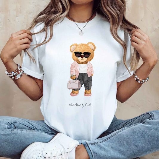 Tricou dama din bumbac 100% Cu Ursuleti WORKING GIRL