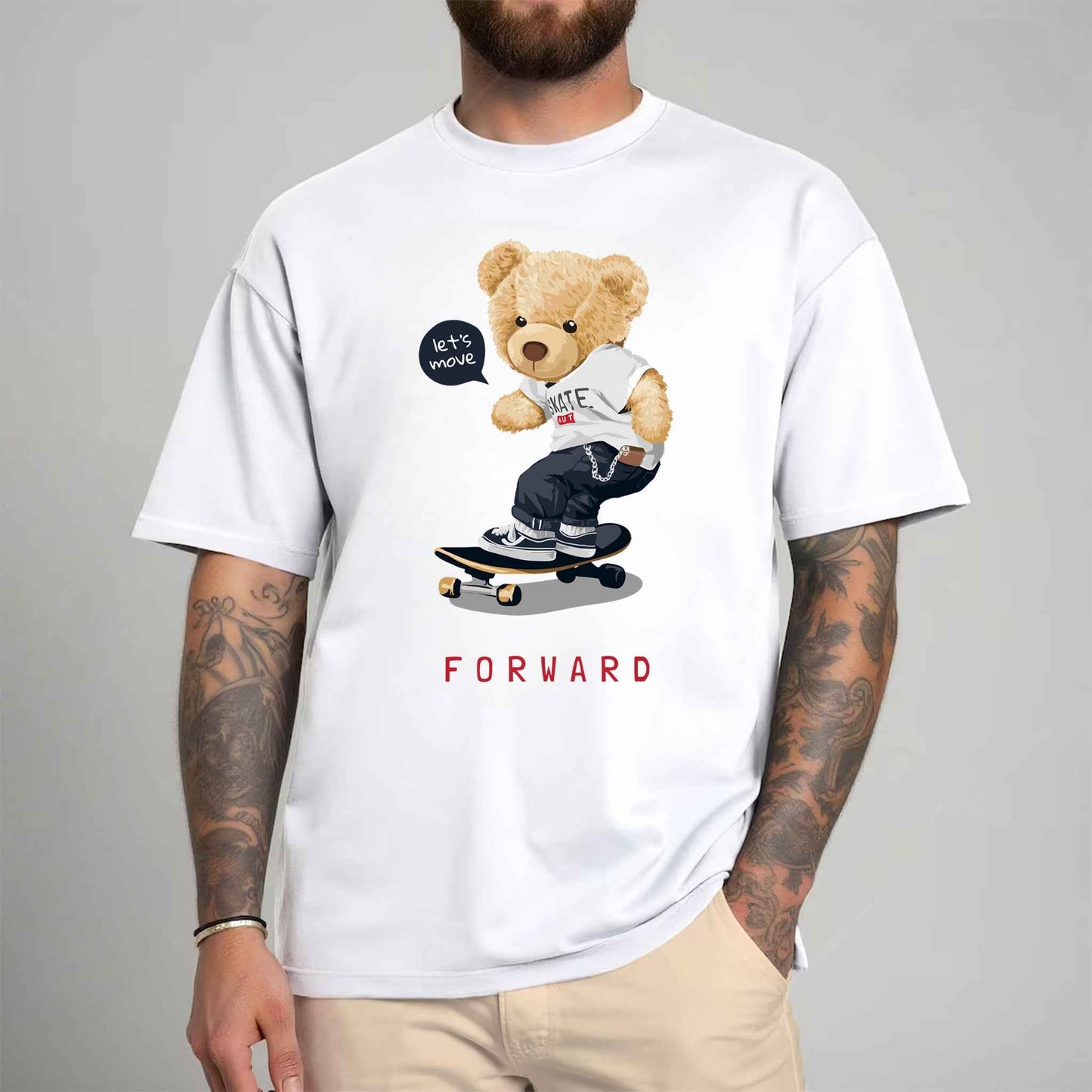 Tricou barbat din bumbac 100% cu Ursuleti MOVE FORWARD