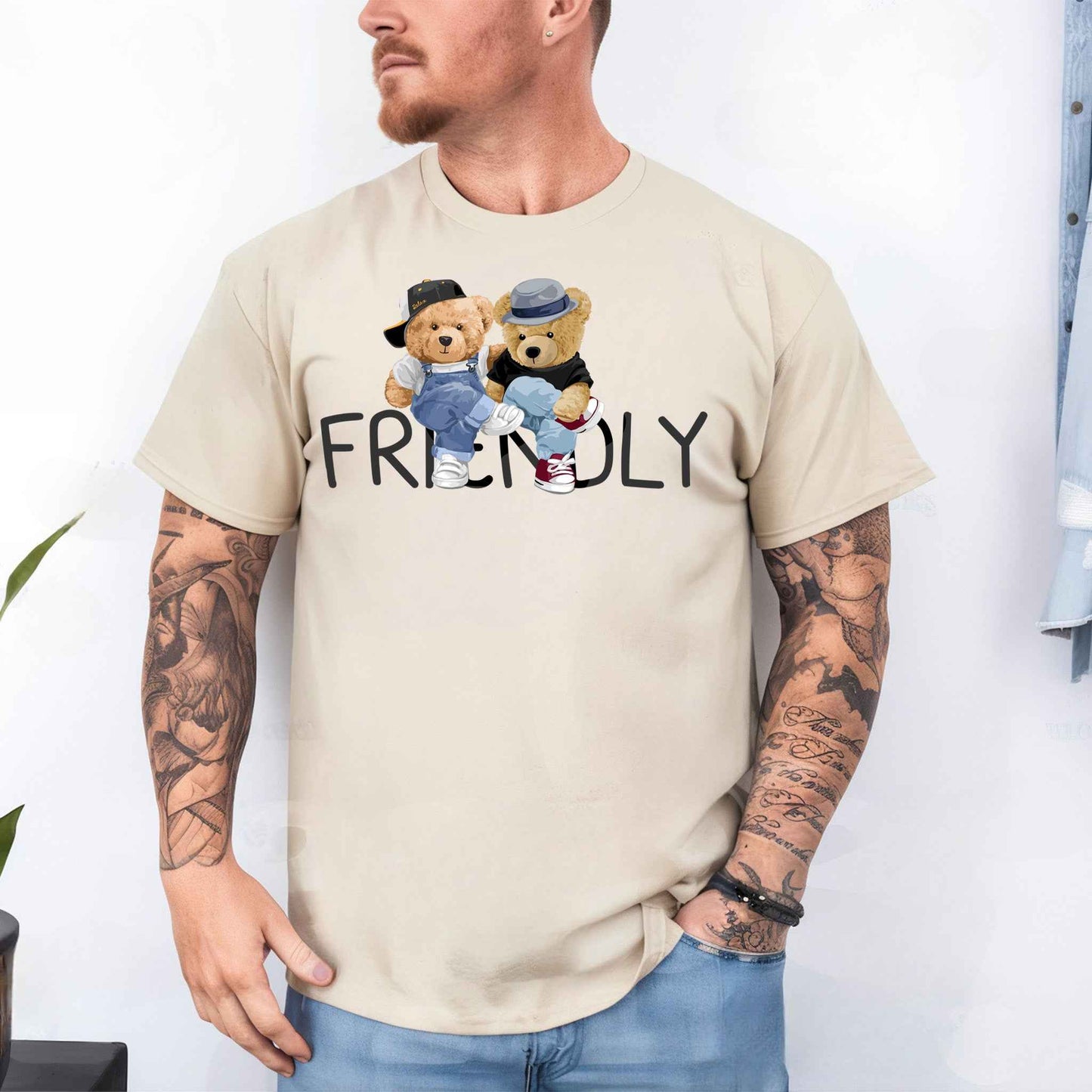 Tricou barbat din bumbac 100% cu Ursuleti FRIENDLY