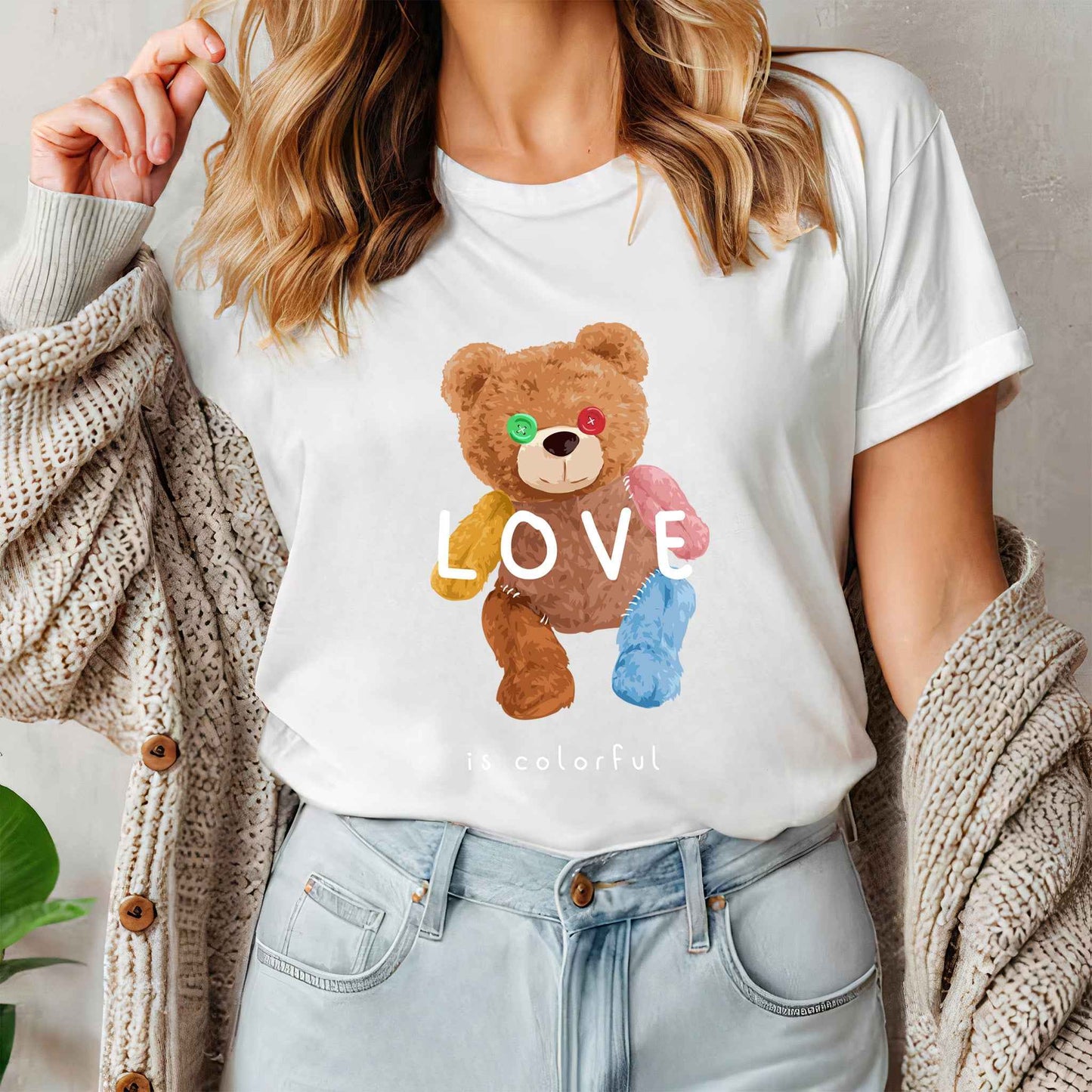 Tricou dama din bumbac 100% Cu Ursuleti COLORFUL LOVE