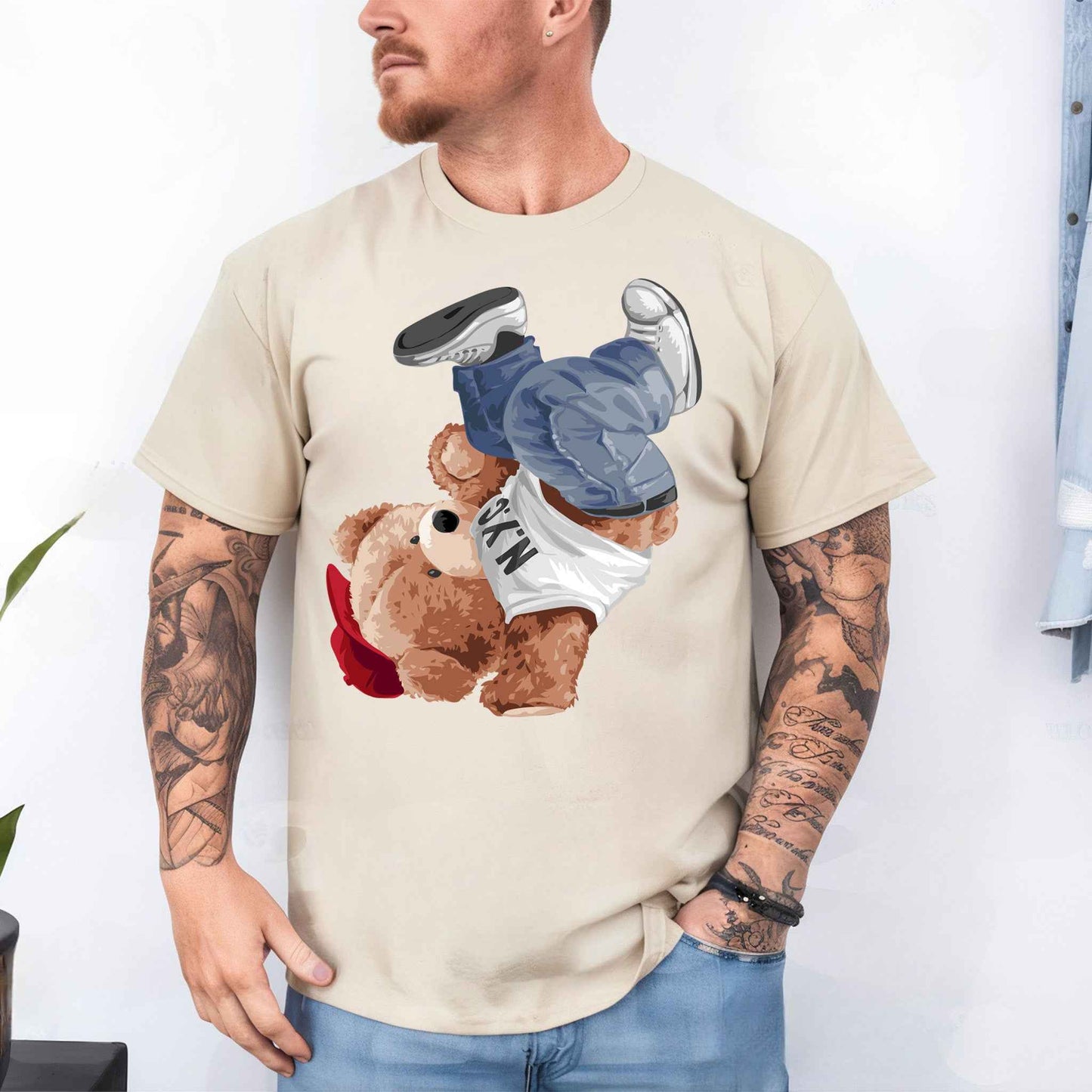 Tricou barbat din bumbac 100% cu Ursuleti BREAKDANCE