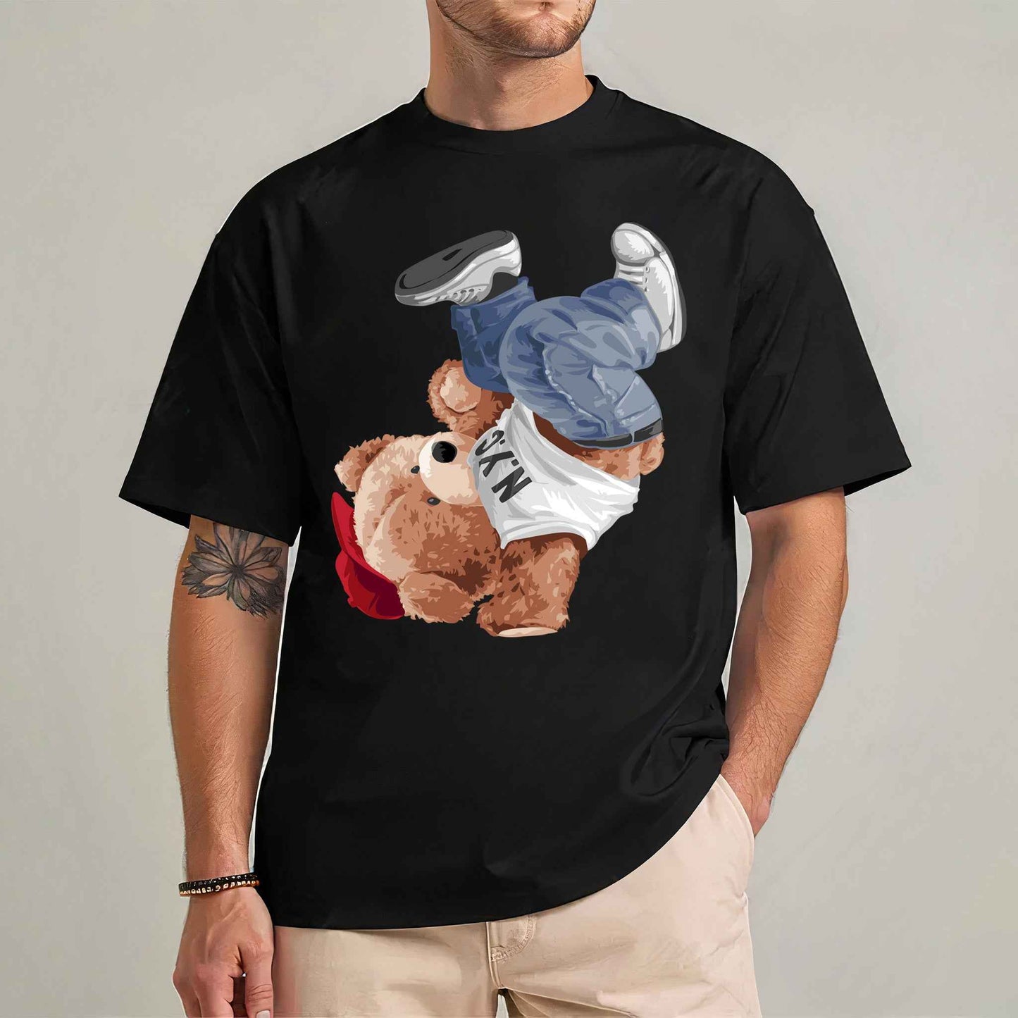 Tricou barbat din bumbac 100% cu Ursuleti BREAKDANCE