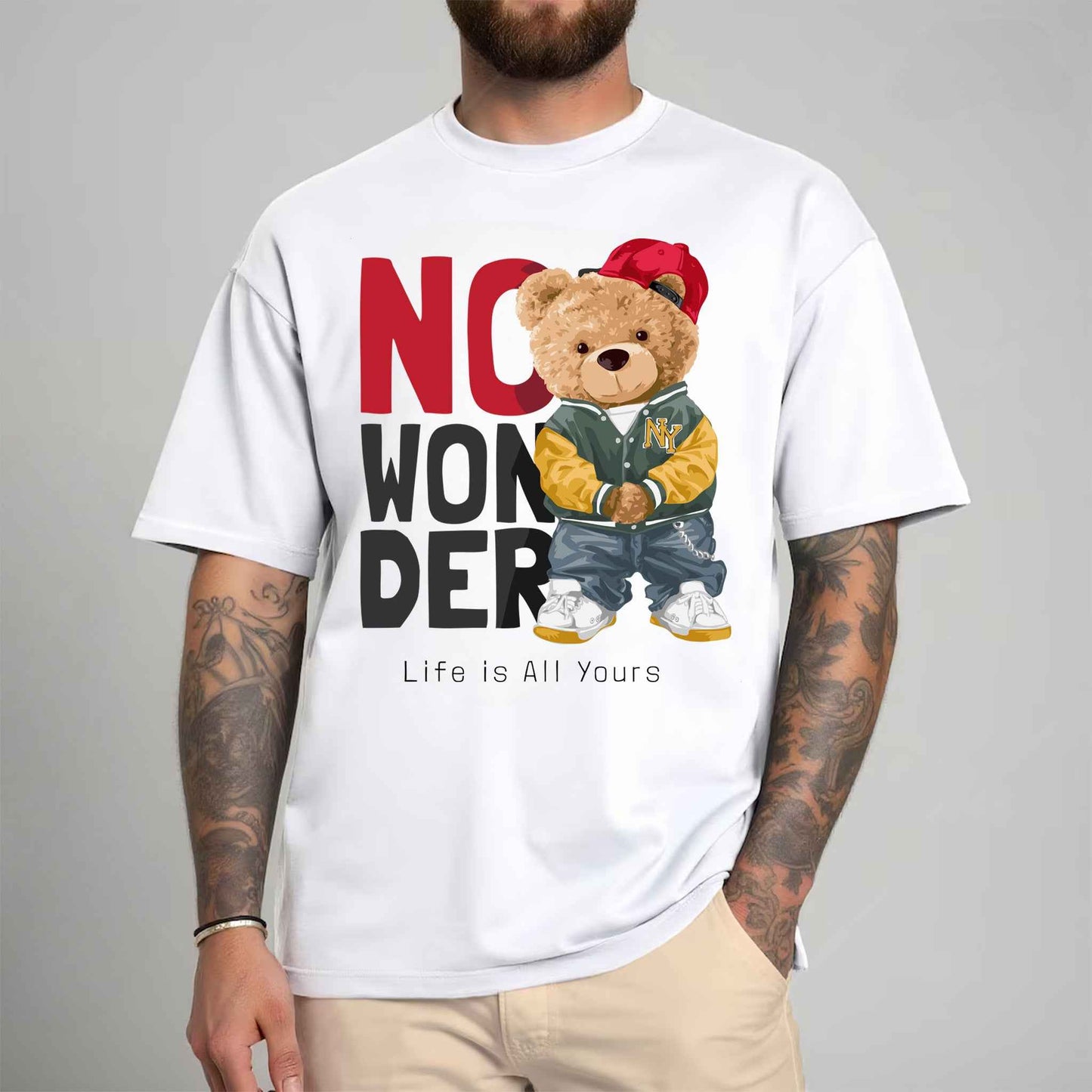 Tricou barbat din bumbac 100% cu Ursuleti NO WONDER