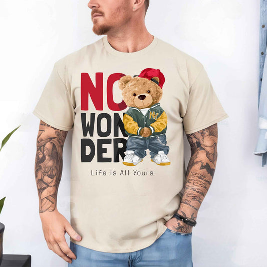 Tricou barbat din bumbac 100% cu Ursuleti NO WONDER