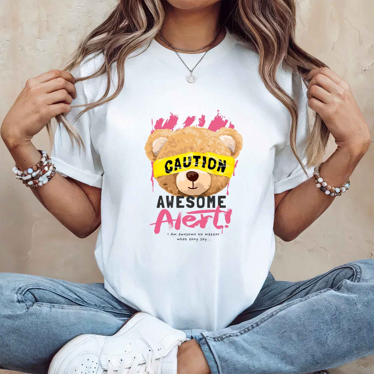 Tricou dama din bumbac 100% Cu Ursuleti AWESOME ALERT