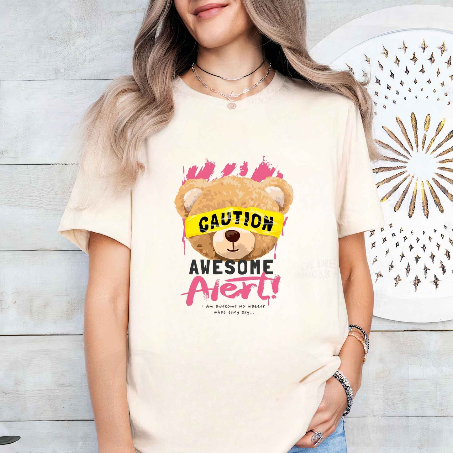 Tricou dama din bumbac 100% Cu Ursuleti AWESOME ALERT