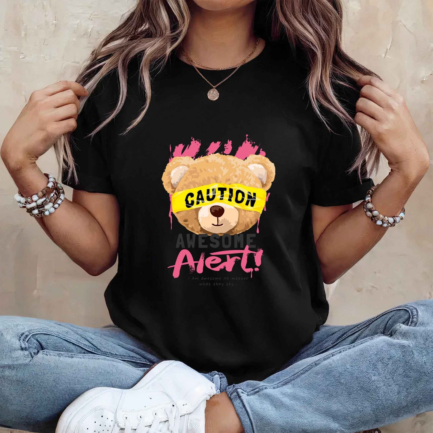 Tricou dama din bumbac 100% Cu Ursuleti AWESOME ALERT