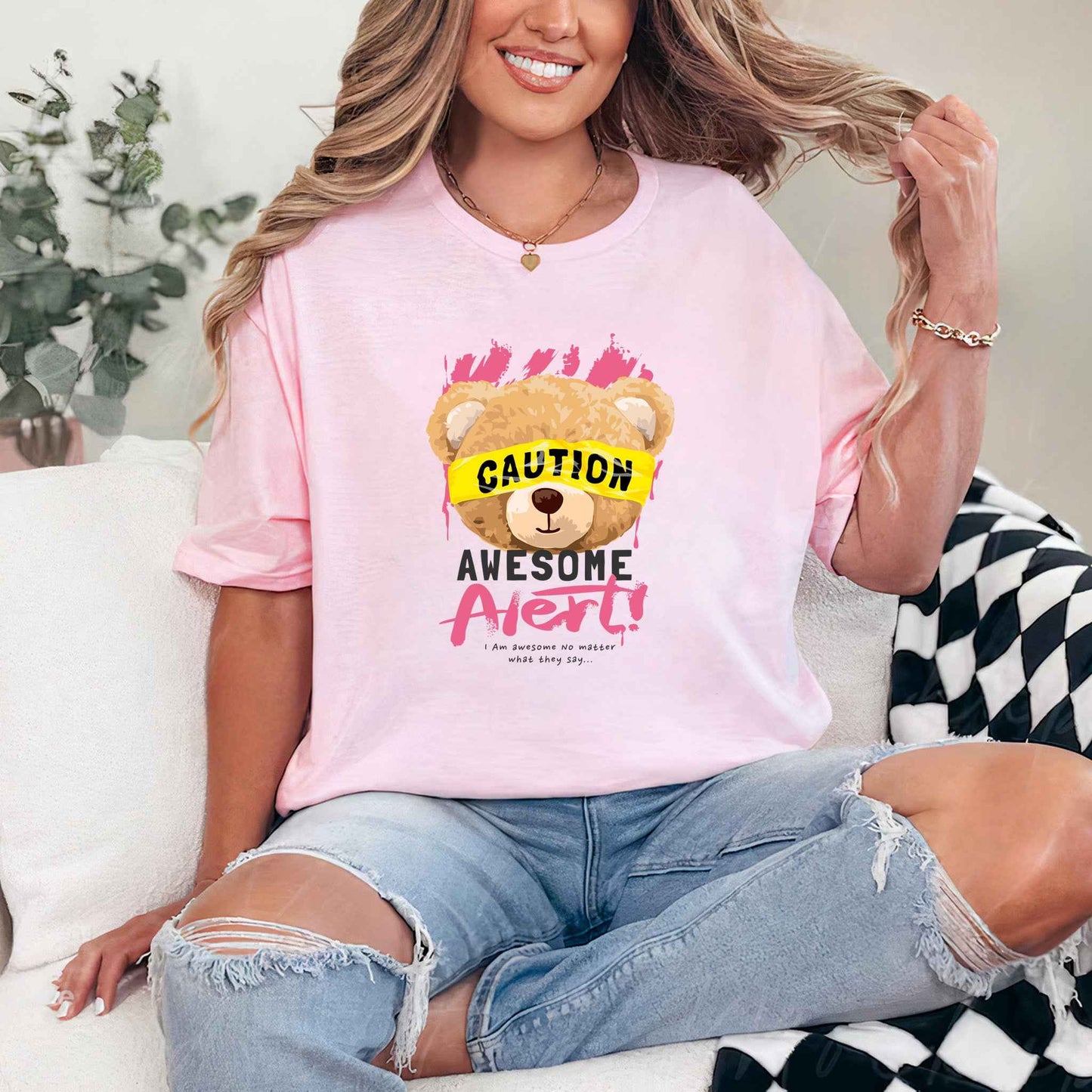 Tricou dama din bumbac 100% Cu Ursuleti AWESOME ALERT