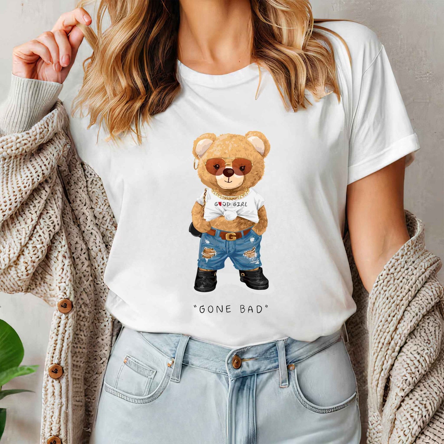 Tricou dama din bumbac 100% Cu Ursuleti GONE BAD