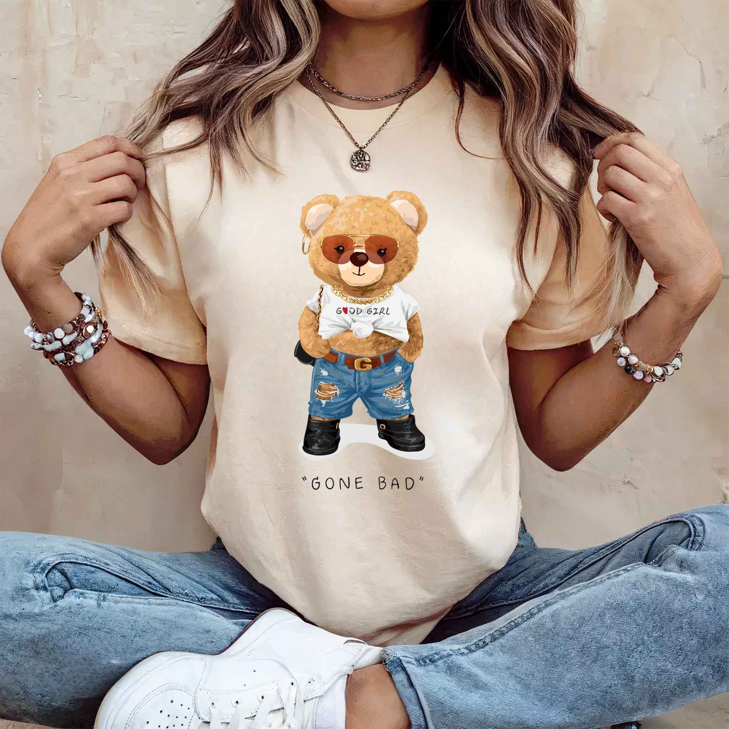 Tricou dama din bumbac 100% Cu Ursuleti GONE BAD