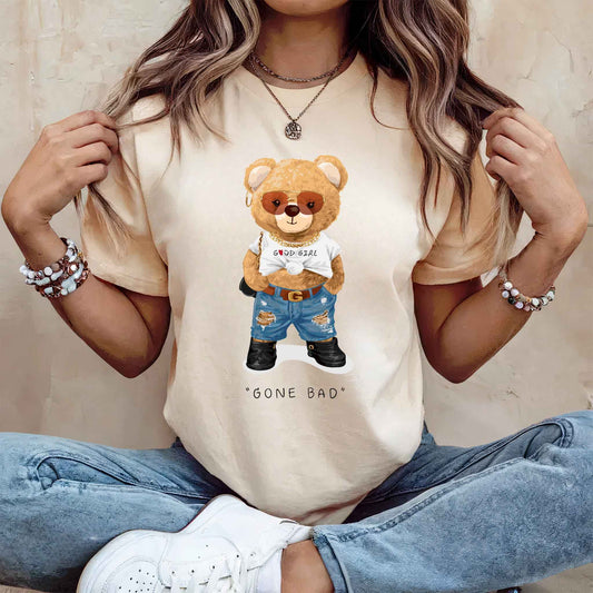 Tricou dama din bumbac 100% Cu Ursuleti GONE BAD