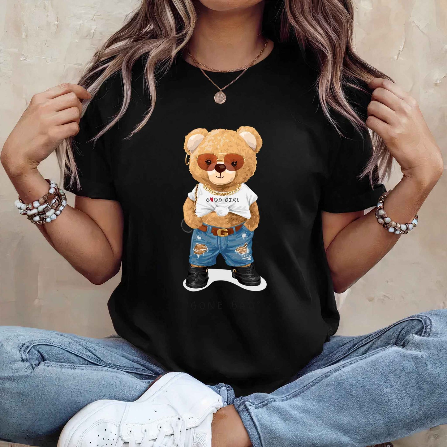 Tricou dama din bumbac 100% Cu Ursuleti GONE BAD